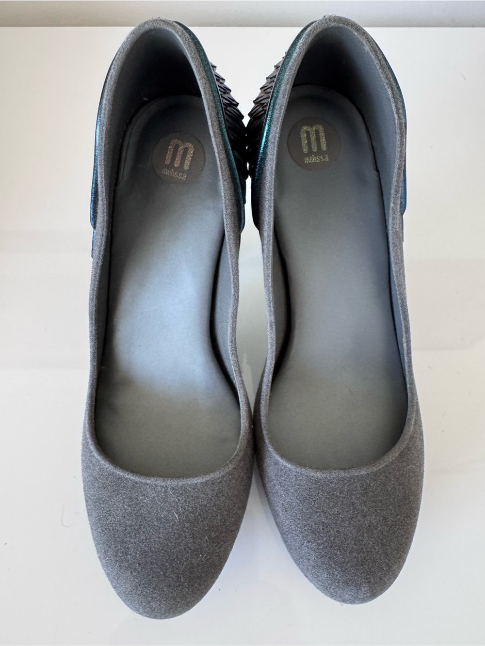 RARE Vintage Melissa Incense II Wing Heels - Flocked Grey (Size 8 US) - Picture 3 of 6